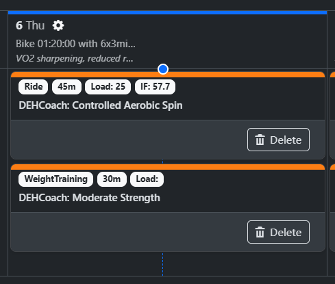 Adapted training plan